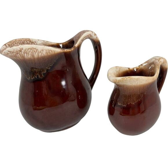 Brown Glazed Milk Creamers -McCoy USA -Set of 2 Vintage - VGC - Picture 2 of 6